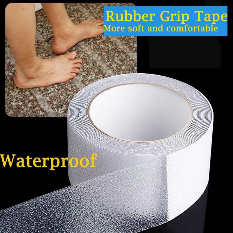 Transparent Anti Slip Tape 2 inch, 16.5 Feet, Non-Slip Traction Grip Tape Clear Comfortable Safety Track Tape for Stairs, Tubs, Boats 2" x 16.5Ft