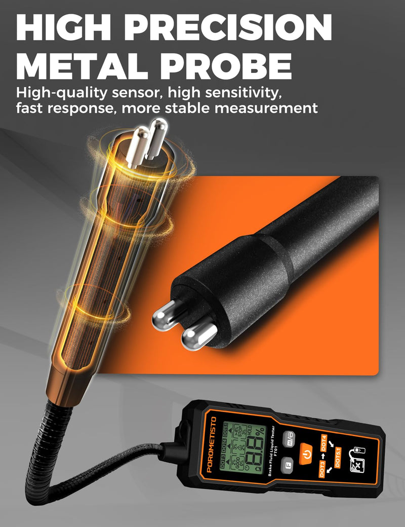 [Australia - AusPower] - FT01 Brake Fluid Tester with Flashlight,Built-in Calibration Resistor,Brake Fluid Moisture Tester with 8.5-Inch Corrosion Resistance Probe and Data Hold,for DOT3,DOT4,DOT5.1 