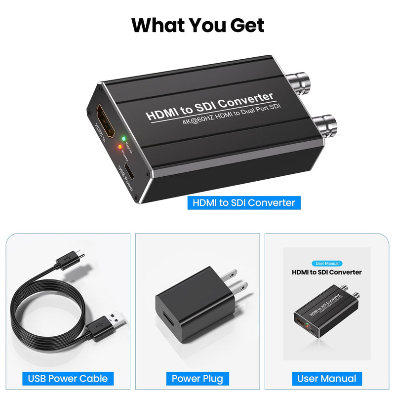 [Australia - AusPower] - HDMI to SDI Converter, Support Dual Port SDI Output, 4Kx2K/60Hz HDMI 2.0 Input and 3G-SDI/HD-SDI Output, Auto Format Detection & Audio Embedder 
