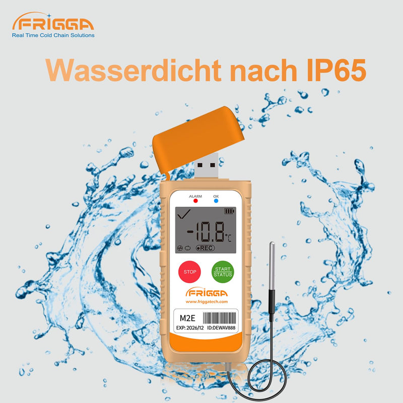 [Australia - AusPower] - Frigga M2E Multipurpose Temperature Data Logger with External Sensor USB Digital Temperature Pen 14400 Points High Accuracy PDF CSV Report 1 pack. 