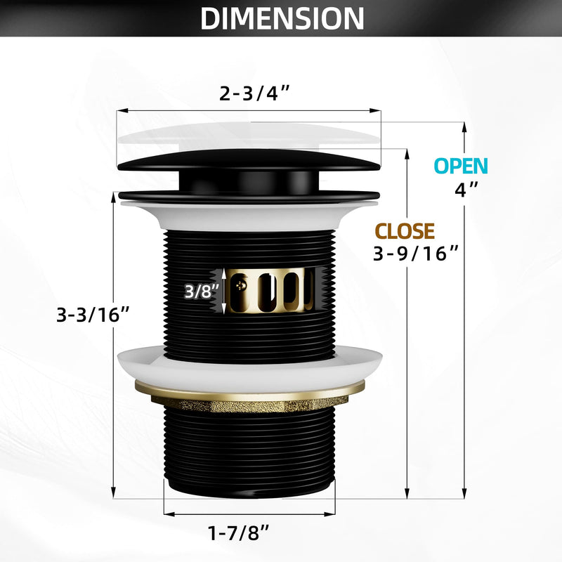 Tub Drain for Free Standing Tub with Pop-up Stopper Freestanding Tub Drain with Removable Basket,Upgraded Solid Brass Bathtub Drain with Overflow for Soaking Anti-Clog Watertight Matte Black