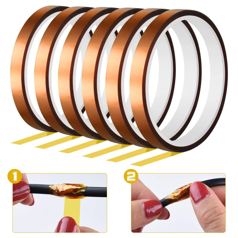 [Australia - AusPower] - FEPITO 6 Rolls Heat Tape for Heat Press Resistant Temperature Polyimide Tape,Ideal Solution for Heat Transfer,Sublimation,Heat Vinyl Press,3D Printing Electronics,Soldering,Circuit Board and More 