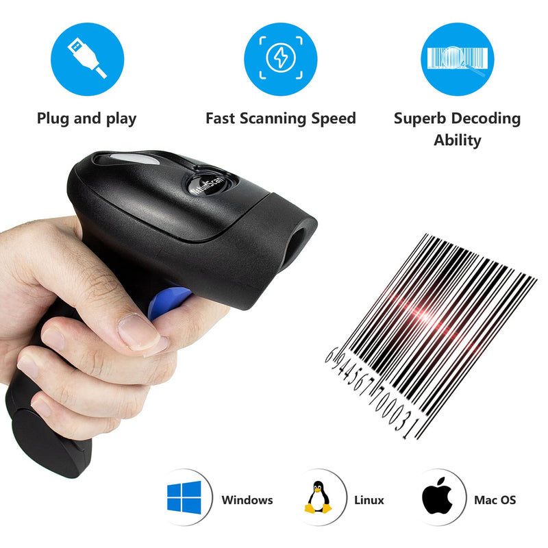[Australia - AusPower] - NetumScan Bluetooth 1D Bar Code Scanner, 3 in 1 Automatic Wireless Barcode Scanner Handheld USB CCD Barcode Reader for Store, Warehouse POS, Computer, Tablet, iPhone, iPad, Android Bluetooth+2.4G Wireless-Black 