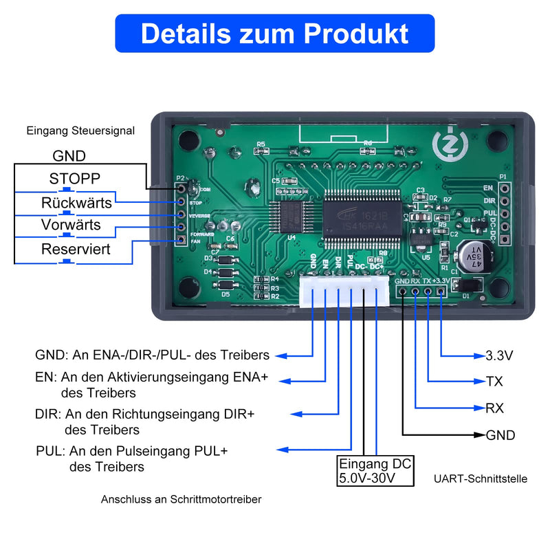 [Australia - AusPower] - DC 5-30V CNC Stepper Motor Controller, 1/128 Microstep Resolution Stepper Motor Control, Adjustable Forward and Reverse Delay Time, Adjustable Angle Speed, with Display 
