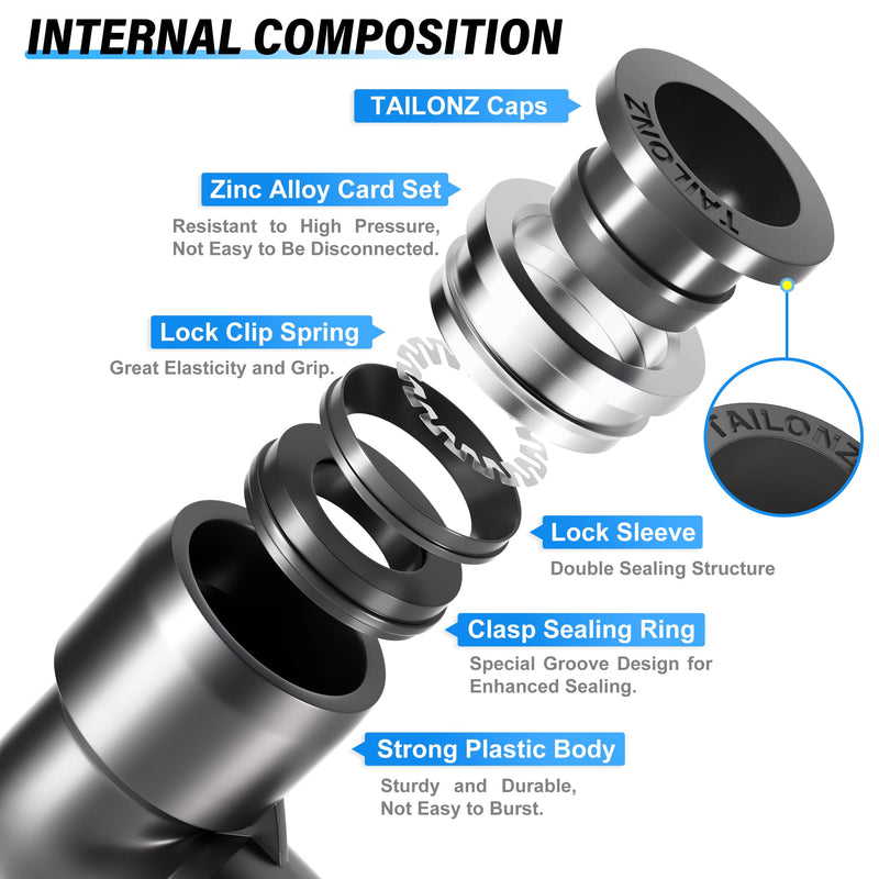 [Australia - AusPower] - TAILONZ PNEUMATIC Elbow and Straight Combination 1/4 Inch Tube OD x 1/4 Inch NPT Thread Push to Connect Fittings PC-1/4-N2+PL-1/4-N2(Pack of 12) 1/4"OD x 1/4"NPT 