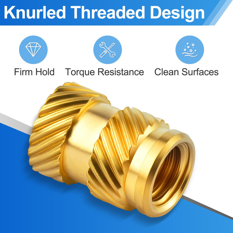 [Australia - AusPower] - 400Pcs Brass Knurled Threaded Embedment Nuts M2 M2.5 M3 M4 M5 M6, Embed Parts for Plastic and DIY 3D Printing Components, Female Thread Metric Knurled Nuts Assortment Kit 