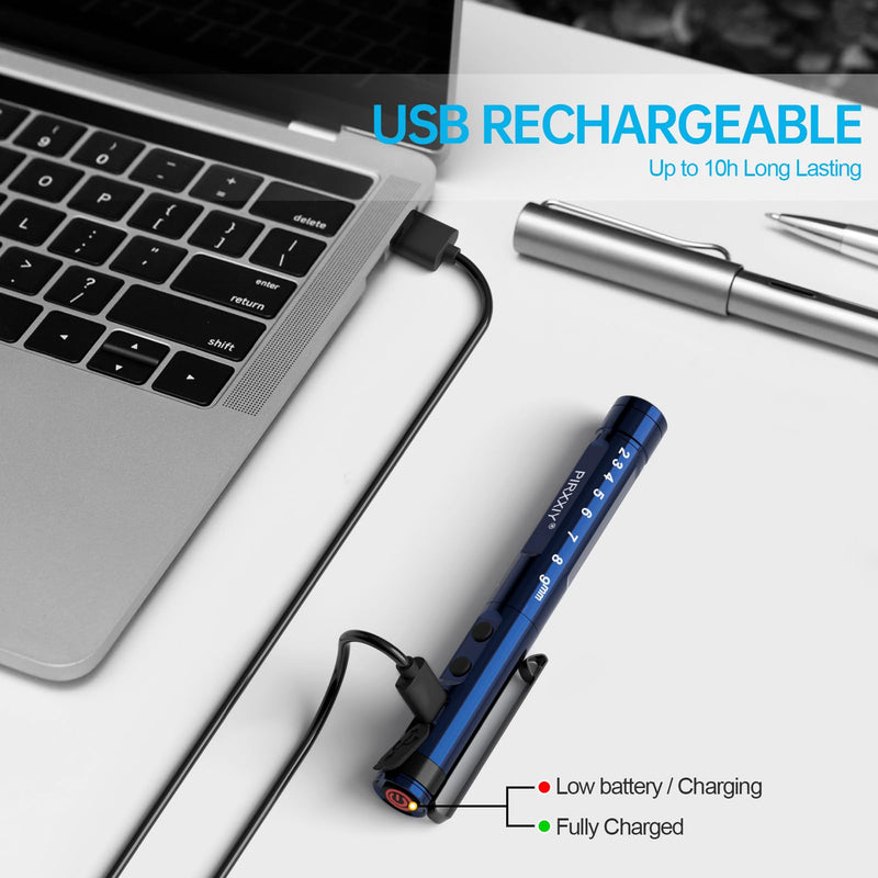 [Australia - AusPower] - Pen Light for Nurse, Rechargeable LED Medical PenLight, Warm/Cool White & Stepless Dimming, Portable Medical PenLight for Nurse, Doctor, First Aid, EMT, Nursing,Nursing Student (Dark Blue) Dark Blue 