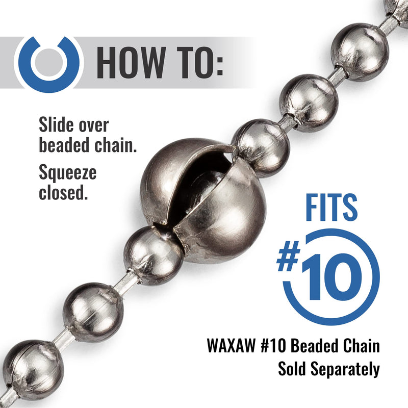 [Australia - AusPower] - Bead Chain Stop10.0mm (12 Pack) Extra Large for #10 Beaded Ball Chain USA Made by WAXAW X-LARGE 10.0mm 