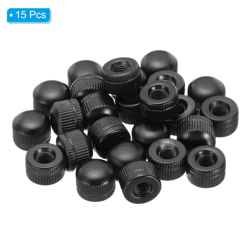 [Australia - AusPower] - PATIKIL M6x11x14 Cap Nut, 15 Pcs Acorn Nut Screw Knob Cap Insert Bolt Cover Female Thread Knurled Decorative Hardware Fittings Light Fixtures, Black M6 