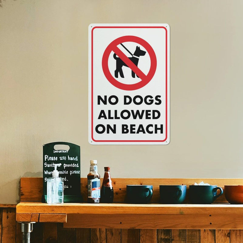 No Dogs Allowed On Beach Sign Outdoor Metal Sign - 12 X 8 Metal Signs For Business, Workplace, Office, Home, Delivery Signs, Road Signs, Garden Signs P402 8x12inch