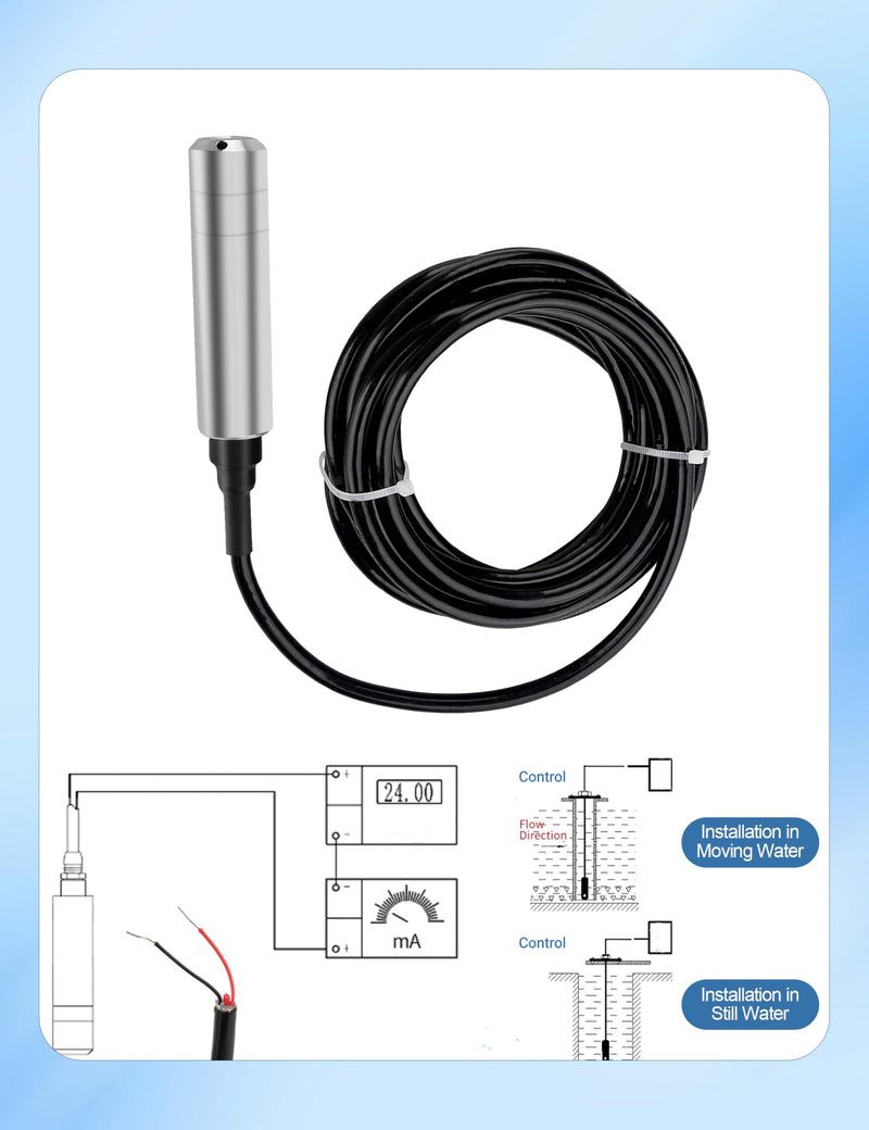 [Australia - AusPower] - Liquid Level Sensor Cable Submersible Transmitter Water Level Sensor Detector Cable, IP68 Liquid Level Transducer, 4-20mA Water Level Sensor Detector 0-39.37 inch 