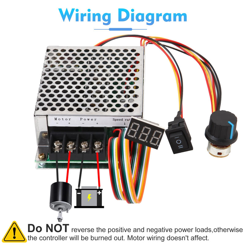 [Australia - AusPower] - PWM DC Motor Speed Controller, DC 10-55VRated 40A/Max 60A, LED Display Stepless DC Motor Speed Controller with Adjustable Potentiometer and Forward-Brake-Reverse Switch Standard 10-55V/60A 