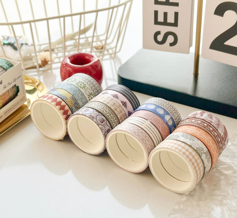YUBBAEX 40 Rolls Basic Washi Tape Set Cute Printed Patterns Masking Skinny Creative Decorative Tapes for Arts, DIY Crafts, Journals, Planners, Scrapbook, Wrapping (Retroism 2) Retroism 2