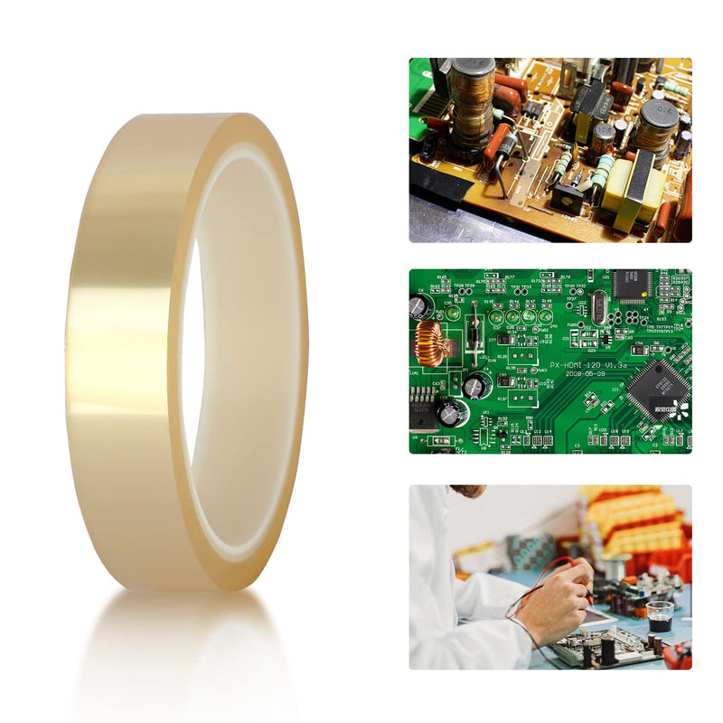 Viaky 3 Rolls High Temperature Tapes, 20mm*108ft Heat Resistant Tape No Residue Heat Transfer Adhesive Tape for Sublimation, Electronics, Soldering, 3D Printing, Heat Press（Clear） Transparent