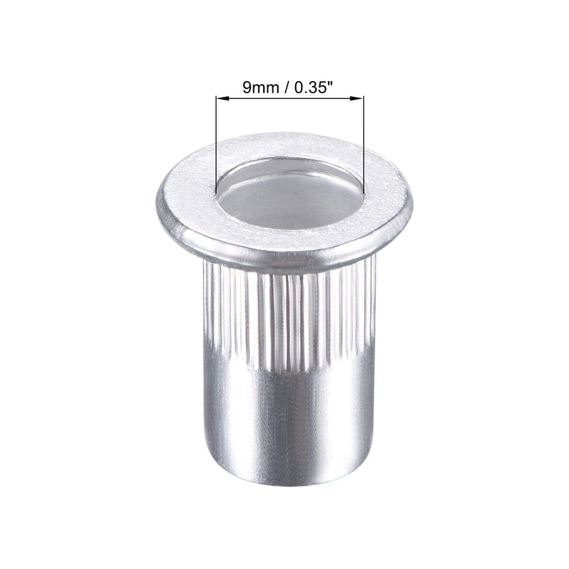 [Australia - AusPower] - uxcell M6 Rivet Nuts Aluminium Alloy Knurled Flat Head Threaded Insert Nut Silver 25pcs 