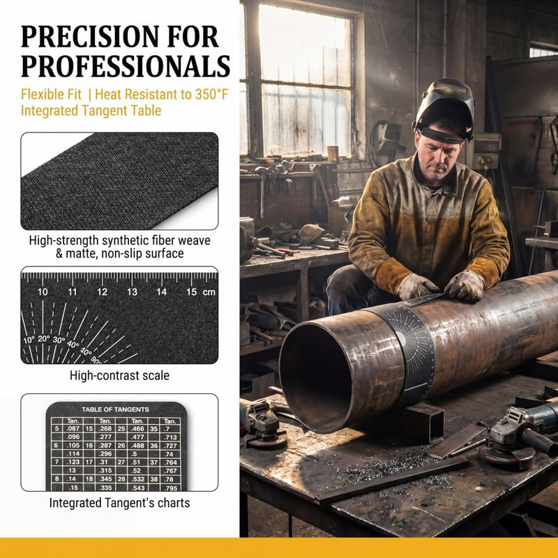 2 Pcs Pipe Wrap Around with Scale, 1"-16" Heat Resistant Layout Tape & Tangent Chart, Marking Tool for Welders & Pipefitters