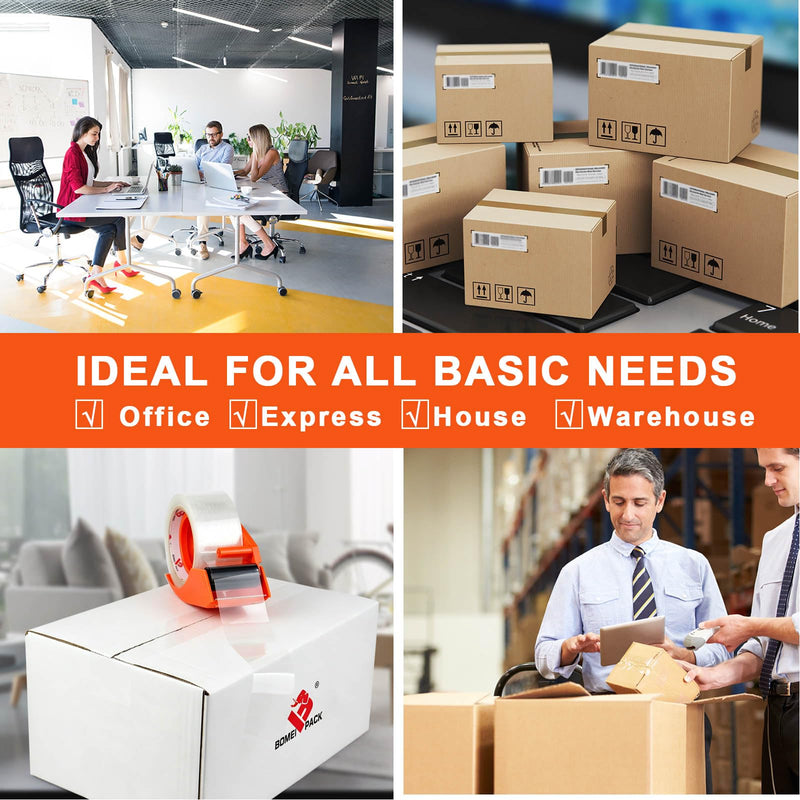 BOMEI PACK Heavy Duty Packing Tape with Dispenser 1.88'' x 66 YDs, Clear Box Tape for Packaging Shipping Moving Storage and Mailing, Strong Package Tape 1 Rolls + 1 Dispenser