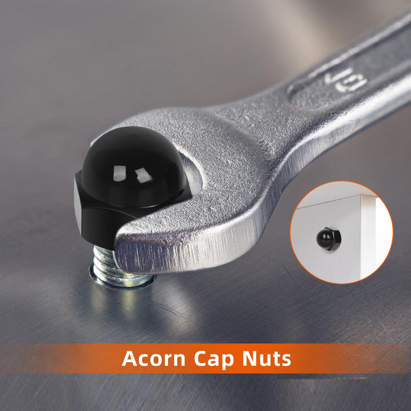 [Australia - AusPower] - M4 Acorn Cap Nuts, 304 Stainless Steel 18-8, Black Finish, 50 PCS M4-0.7 
