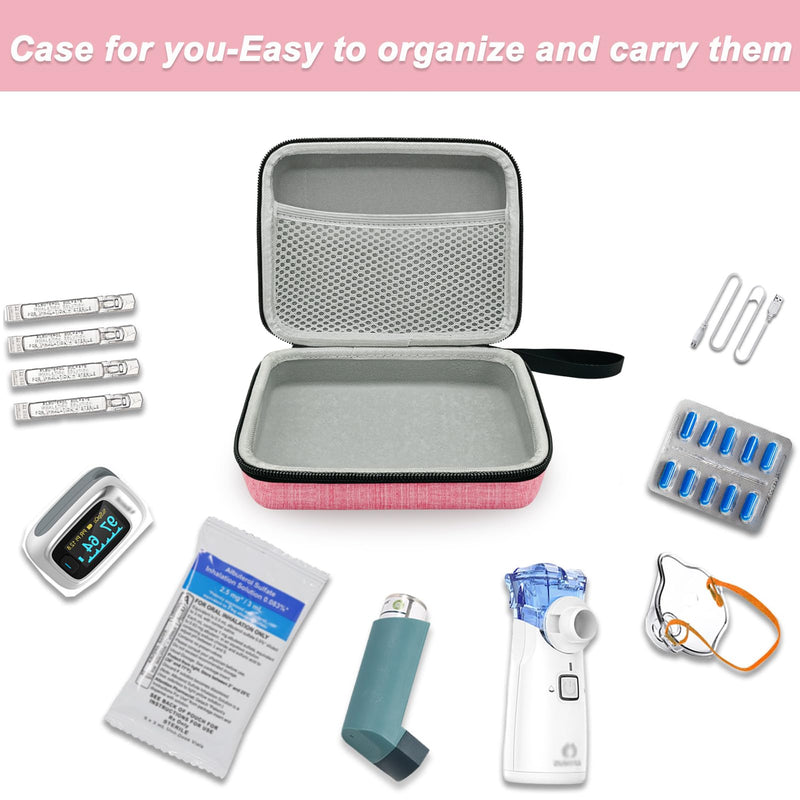 Klawdsky Carrying Case for Portable Nebulizer, Travel Medical Bag, Hard Emergency Medical Bag for Inhaler Spacer Case for Adults(Bag Only) (Pink)