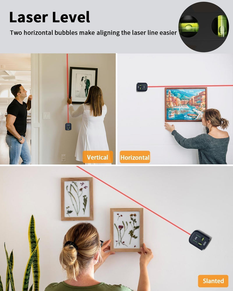 [Australia - AusPower] - Tyrry 4-in-1 Laser Spirit Level with Cross Spirit Level, Drilling Dust Collector, Wall Mount, Electronic Vacuum Suction Cup, Leveling Tool, Perfect for Hanging Pictures, Painting and Home Renovations Blue 