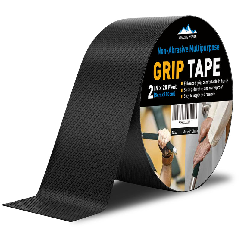 Rubber Grip Tape, 2 In x 20 Ft Non-Abrasive Grip tape for handles, Strong Adhesive Waterproof Heat Resistant Cushion grip, Comfortable in hands, perfect for handles, handlebars, or any slippery stuff 2 Inch x 20 Feet