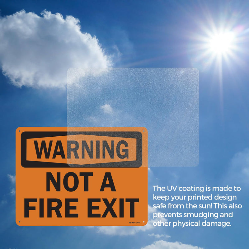 Not A Fire Exit OSHA Warning Rigid Plastic Sign 14 Inch x 10 Inch - 5 Pack 5 Pack of 14" x 10"