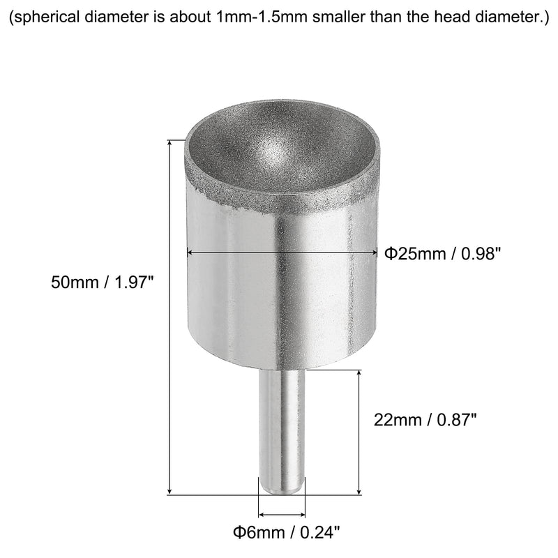 [Australia - AusPower] - uxcell Diamond Grinding Mounted Point, 25mm 600 Fine Grits Spherical Concave Head Bead Coarse Grinding Bit for Jade Amber Stone Beeswax Glass 