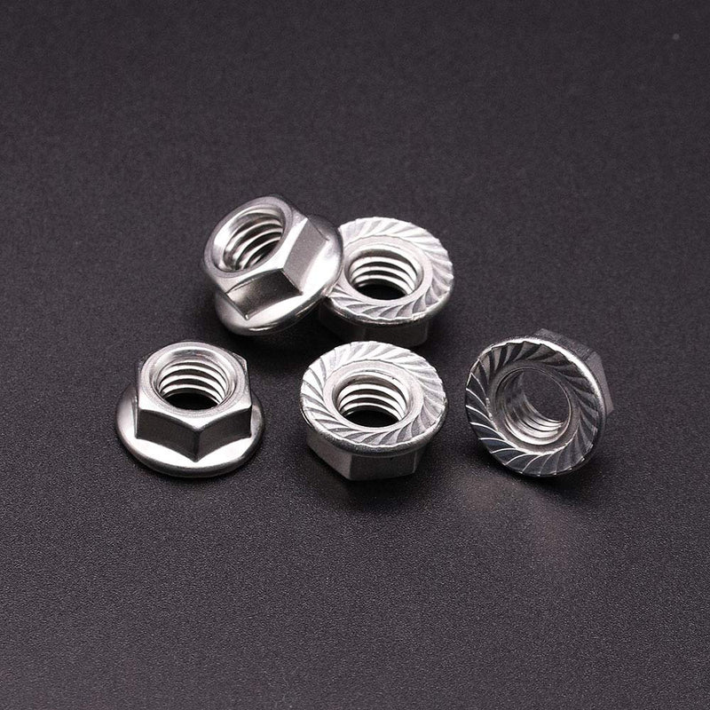 [Australia - AusPower] - M5-0.8mm (50 pack) Serrated Flange Hex Locknuts, 304 Stainless Steel 18-8 lock nut, Finish Hex lock Nut M5-0.8mm 50 
