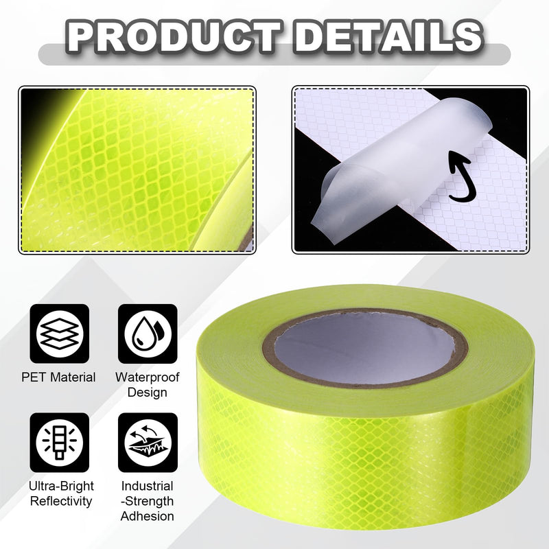 PATIKIL Reflective Tape, (2 Inch x 82 Feet,Fluorescent Yellow), Warning Safety Tape High Viscosity Safety Reflective Tape Outdoor Waterproof, Suit for Bike/Trailers/Cars Ships Fluorescent Yellow