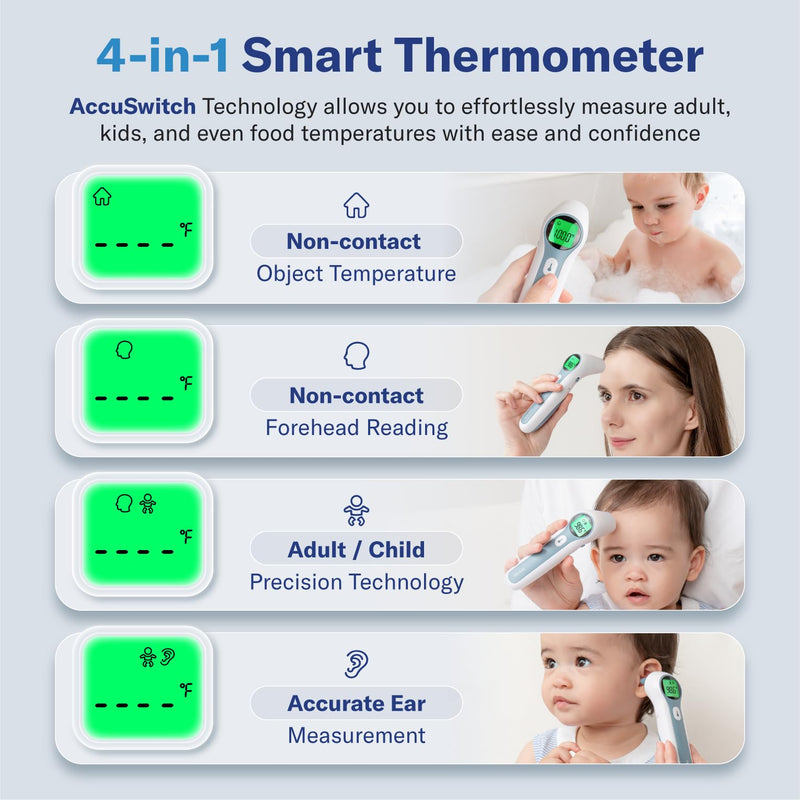 [Australia - AusPower] - Alcedo Forehead and Ear Thermometer for Adults, Kids, and Baby | Digital Infrared Thermometer for Fever | Touchless, Instant Read, Medical Grade | Pouch and Batteries Included 