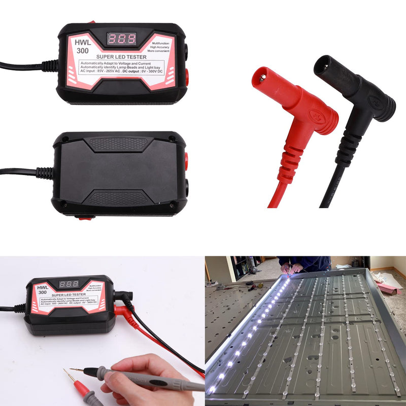 [Australia - AusPower] - LED Lamp Bead TV Backlight Tester with Power Switch/Probe Pens/Power Cable, 0-300V Adaptive Voltage LED Strip Lamp Beads Light Source Testing Tool for All LED Lights Repair (Black) 