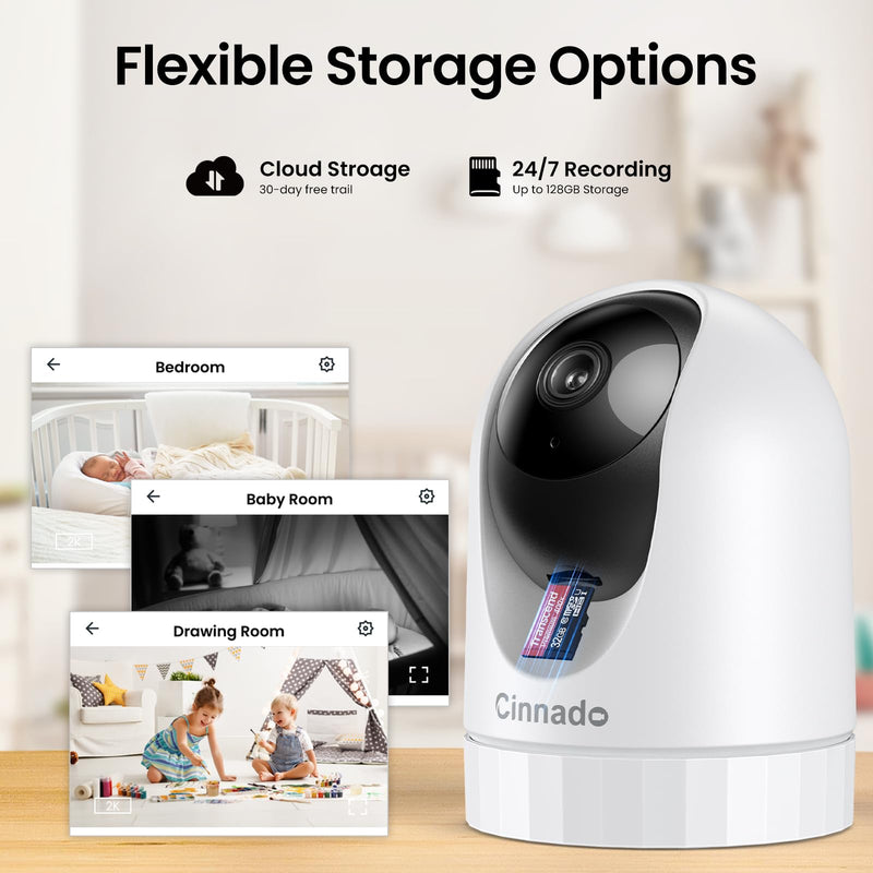 [Australia - AusPower] - Security Camera Indoor-2K 360° WiFi Cameras for Home Security，Pet/Dog/Baby Camera with Phone app, 2-Way Audio, Night Vision, 24/7 SD Card Storage, Works with Alexa & Google Home (2.4Ghz)-D1 2K 1pack 
