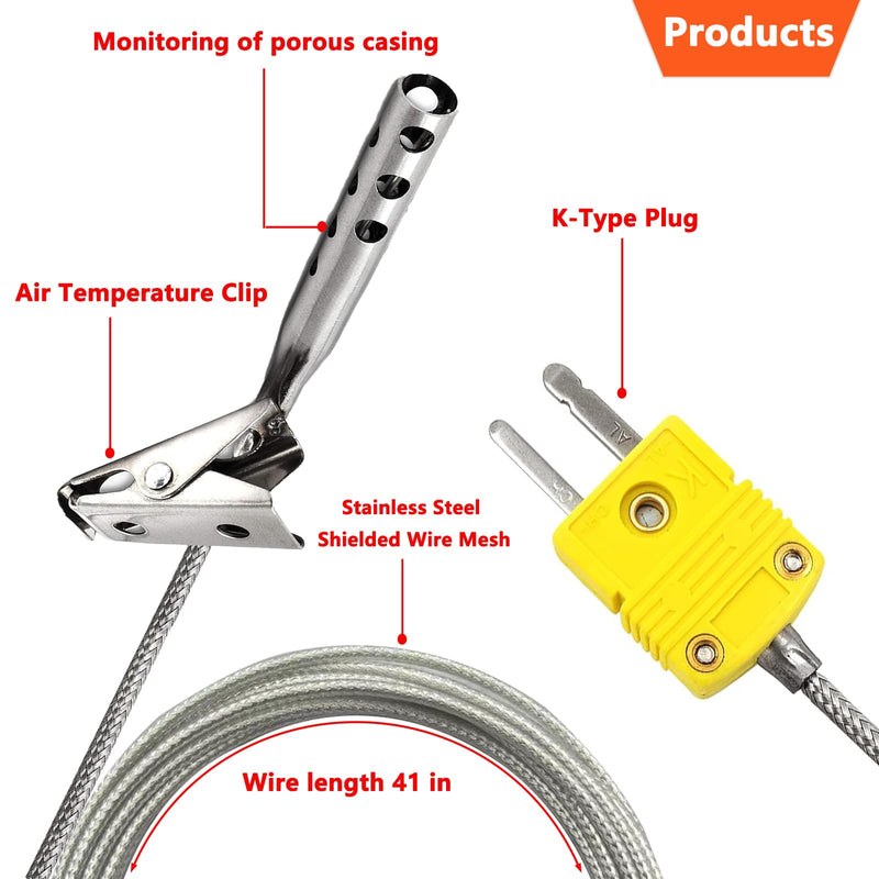 [Australia - AusPower] - TL3163K K Type Thermocouple Temperature Sensor Probe Stainless Steel k-Type thermocouple Probe Range from -40℉ to 850℉ k Type air Probe 