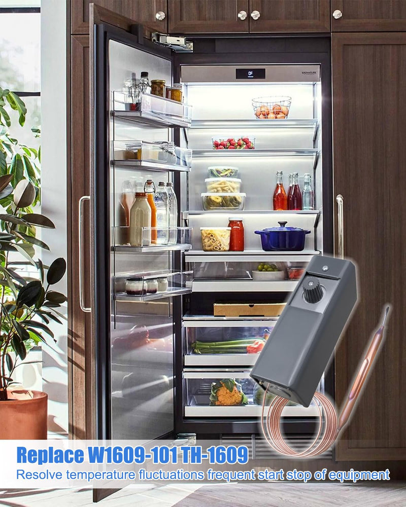 [Australia - AusPower] - Replace W1609-101 Refrigeration Temperature Control from -30 Degrees F to 90 Degrees F, Remote Bulb Refrigeration Thermostat Temperature Controller 5 Ft Capillary 