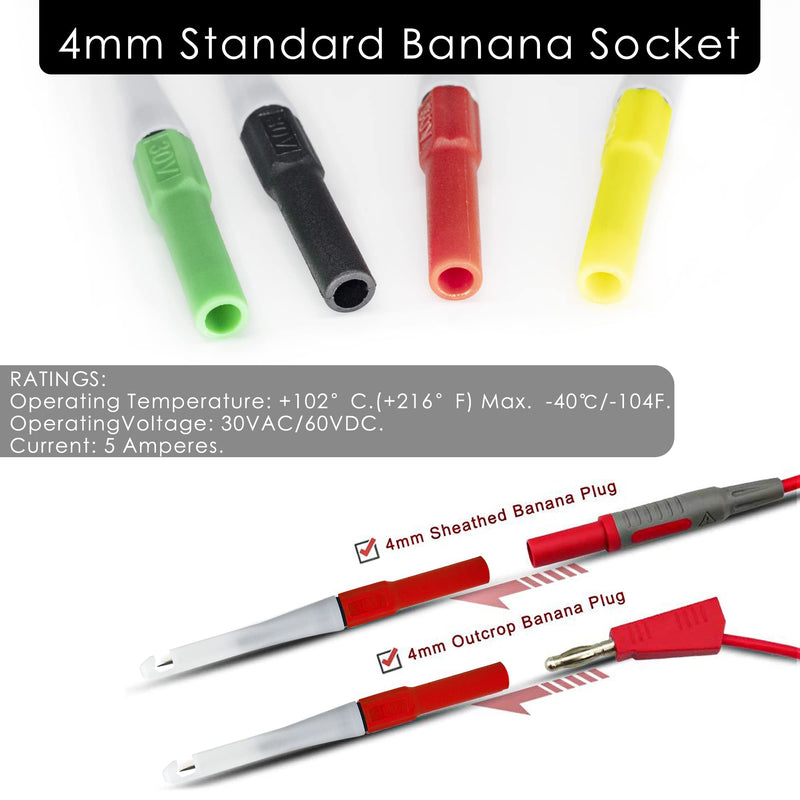 [Australia - AusPower] - Piercing Clip Test Probe, 0.7mm Test Probe Pins, Non-Destructive Insulation Wire Piercing Needle, Piercing Probes Set for Banana Socket Plug Car Tester (4 Pcs) 