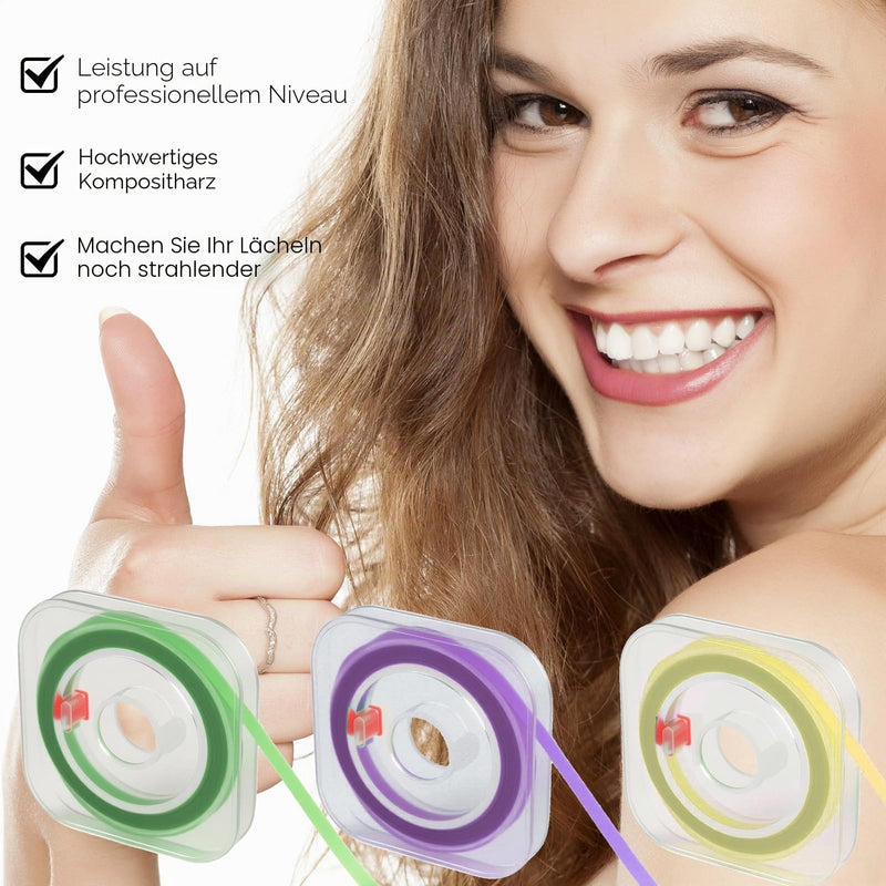 3 Bands, Tooth Sanding Strips, Polishing Strips, Interdental Polishing Tape, Coloured Dental Polishing Tape on Roll, Coarse, Medium, Fine Grain, Easy to Use, Effective Interdental Cleaning and