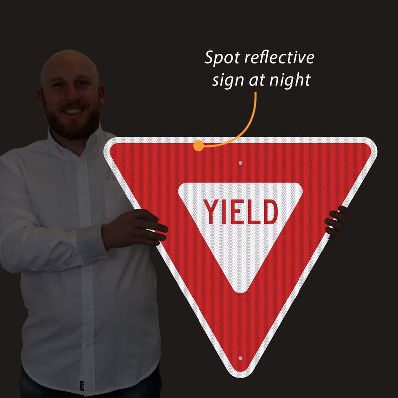 SmartSign - X-R1-2-EG-YIELD-18-M1 Yield MUTCD Sign By | 18" Triangle 3M Engineer Grade Reflective Aluminum White on Red