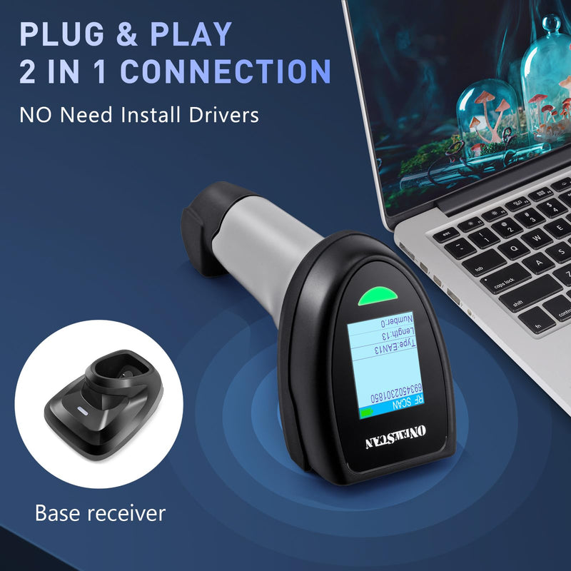 [Australia - AusPower] - Barcode Scanner Wireless, QR Code Scanner Handheld Bar Code Scanners with Base 2 in 1 USB Wired Connection & 2.4G Wireless 1D&2D&PDF417 Data Matrix Automatic Barcode Reader NS-2206PT 