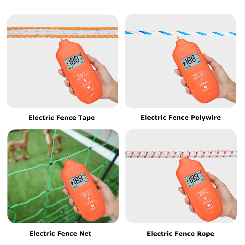 [Australia - AusPower] - Electric Fence Tester Fault Finder Digital Electric Fence Voltage Tester Max 19.9kv, Fence Voltage Tester with Large LCD Display, Grounding & 1.5V Battery Included 