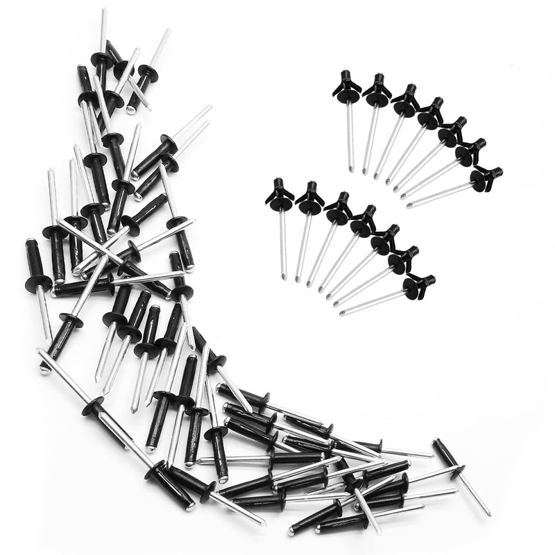 [Australia - AusPower] - 50Pcs 3/16" x 1" Tri Grip Rivets Assortment, Black Trifold Exploding Pop Rivets Aluminum Trifold Trivets Big Head Pop Rivets for Marine Kyaka Boat 3/16" x 1" 