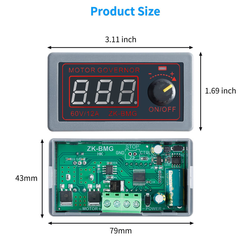 [Australia - AusPower] - ZK-BMG DC Motor Speed Controller, DC Motor Controller 9V-60V/12A/500W DC Encoder, PWM Control Adjustable Speed Variable Rotary Switch PWM Signal Generator Module 