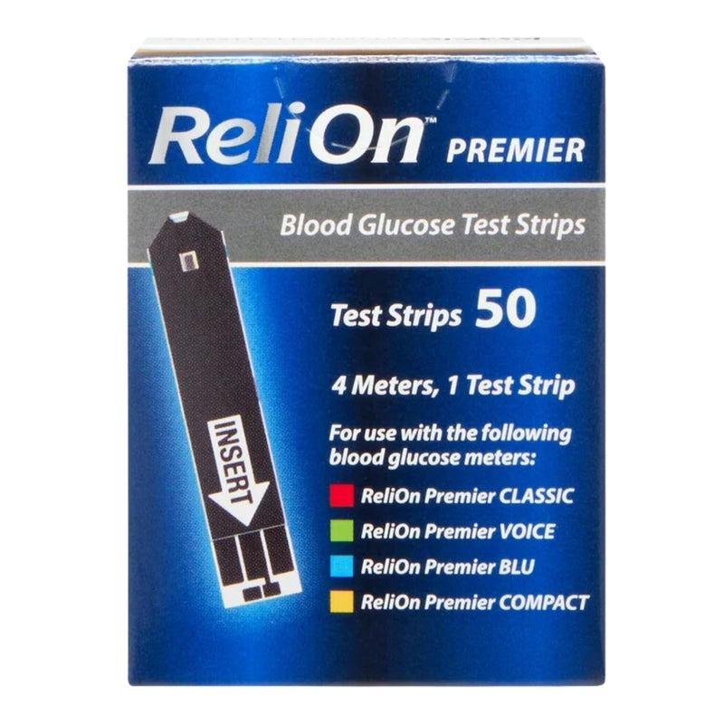 [Australia - AusPower] - ReliOn Premier Blood Glucose Test Strips | Blood Glucose Test Strips | Test Strips for Diabetes | Blood Sugar Test Strips | Diabetic Test Strips | Reli On Premier Test Strips 50 Count + STS Sticker. 