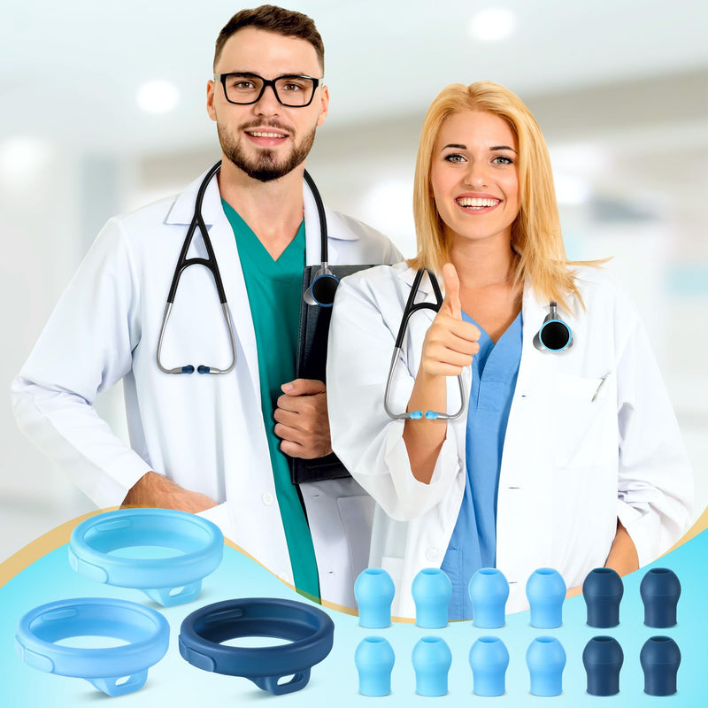 [Australia - AusPower] - Echo Stethoscope Accessories Compatible with EKO Core 500 Digital Stethoscope, 3 Pcs Silicone Protective Chestpiece Cover and 12 Pcs Ear Tips Replacement, Dustproof Protection Design 