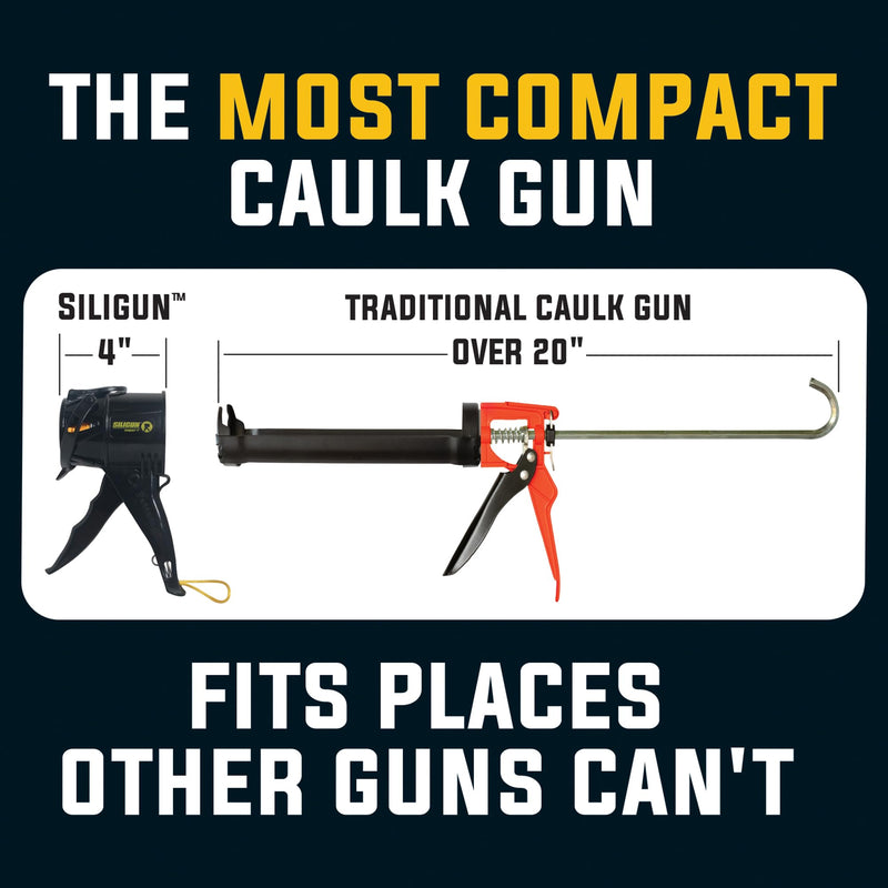 [Australia - AusPower] - SILIGUN Compact Caulking Gun with Caulking Tools and Caulk Nozzle - No Drip Caulk Gun - Patented Design - Lightweight ABS Frame - Works with All 10 oz Tubes 