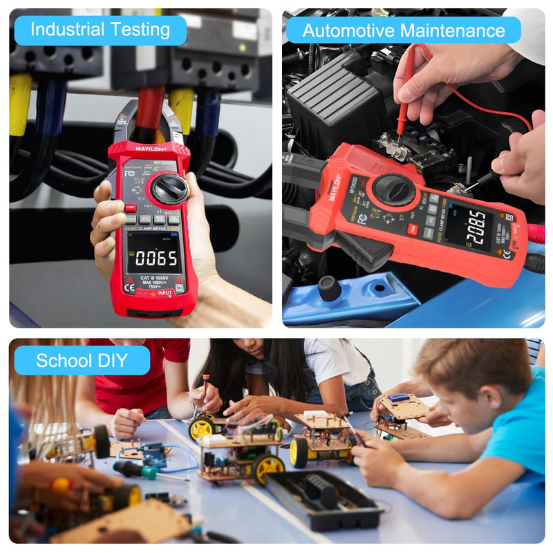 [Australia - AusPower] - Digital Clamp Meter Multimeter with AC DC Current & Voltage, 9999 Counts Volt Meter, 1000V Voltage Tester 1200A Current for Temperature Resistance Continuity Diode Live Wire Test NCV 