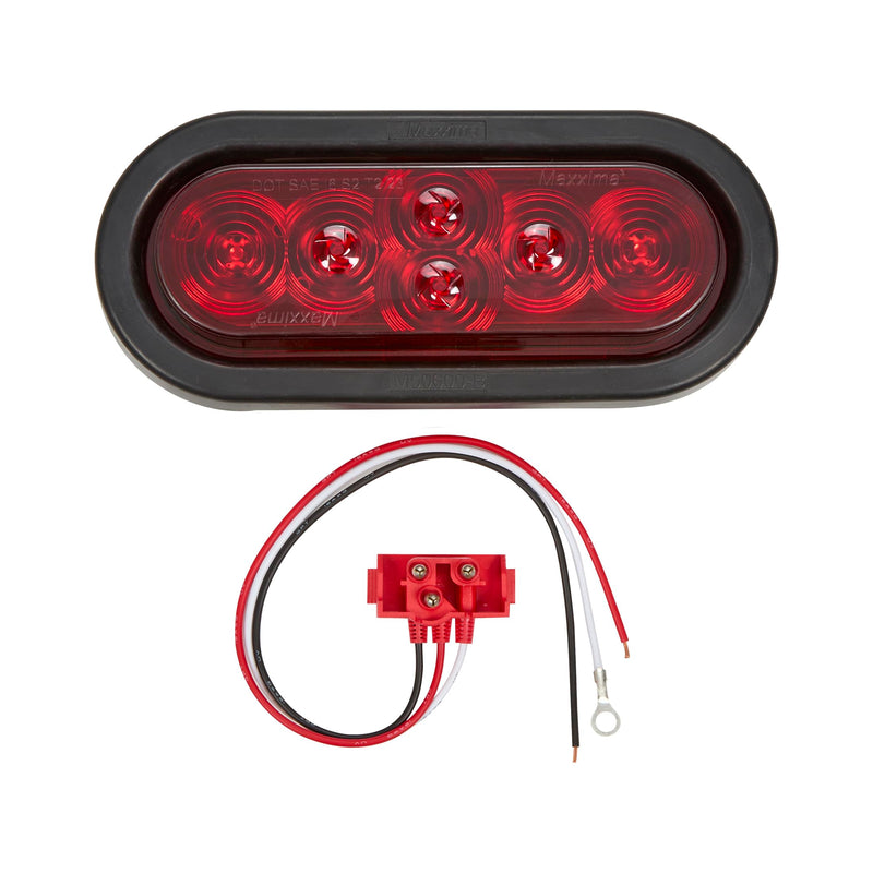 [Australia - AusPower] - Maxxima M63346R-KIT 6” Oval Red Lightning Series Stop/Turn/Tail Kit with Grommet & Right Angle Plug 