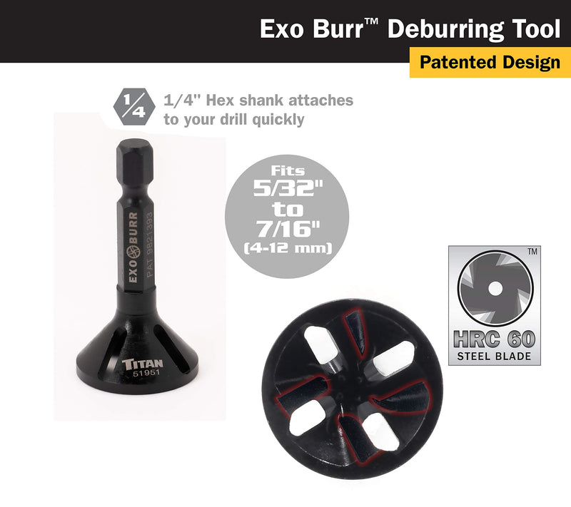 [Australia - AusPower] - Titan 51951 EXO Burr External Deburrer and Chamfering Tool for 7/64 to 7/16-Inch (4-12mm) Threads 
