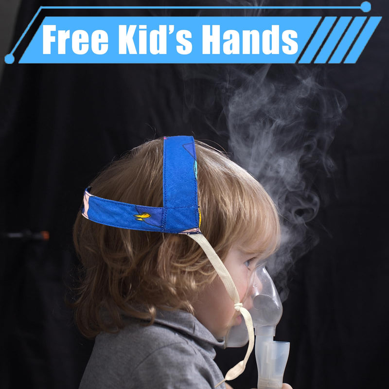 [Australia - AusPower] - 2PCS No-Slip Nebulizer Mask Head Strap for Cool Mist Inhaler Secure Mask Strap Mask Holder for Cool Mist Inhaler Compressor System Comfortable Adjustable Head Straps for Children (Blue) Blue 