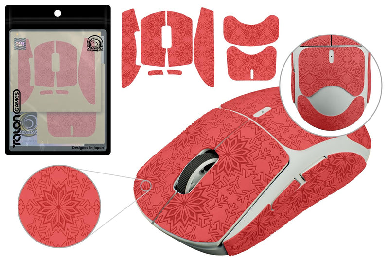 TALONGAMES Mouse Anti Slip Grip Tape, Compatible with Logitech G Pro X Superlight, Superlight 2 Wireless Gaming Mouse Skins, Snow Pattern, Sweat Resistant, Cut to Fit, Easy to Apply (Red) For G Pro X Superlight, Superlight 2 Red