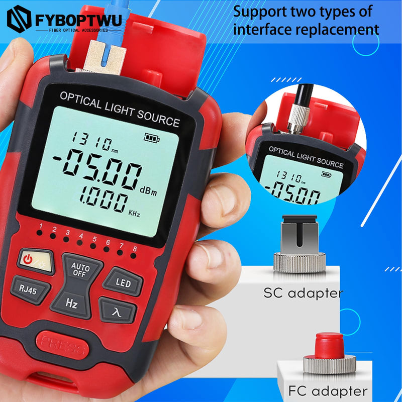 [Australia - AusPower] - Fiber Optical Light Source - Dual Wavelength 1310nm/1550nm, Single Mode, SC/FC/ST Universal Interface with RJ45 Power & Test Cable, Fiber Optic Cable Tester 
